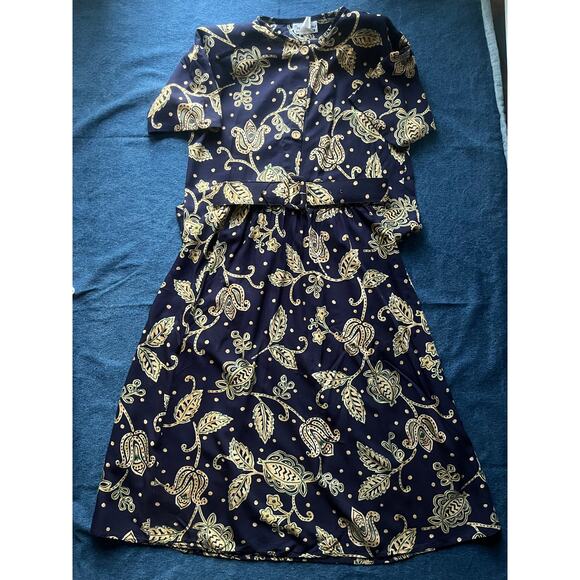 Connections Related Separates Dresses & Skirts - 80's Connections Related Separates 3 Piece Paisley Blouse, Skirt and Belt Set